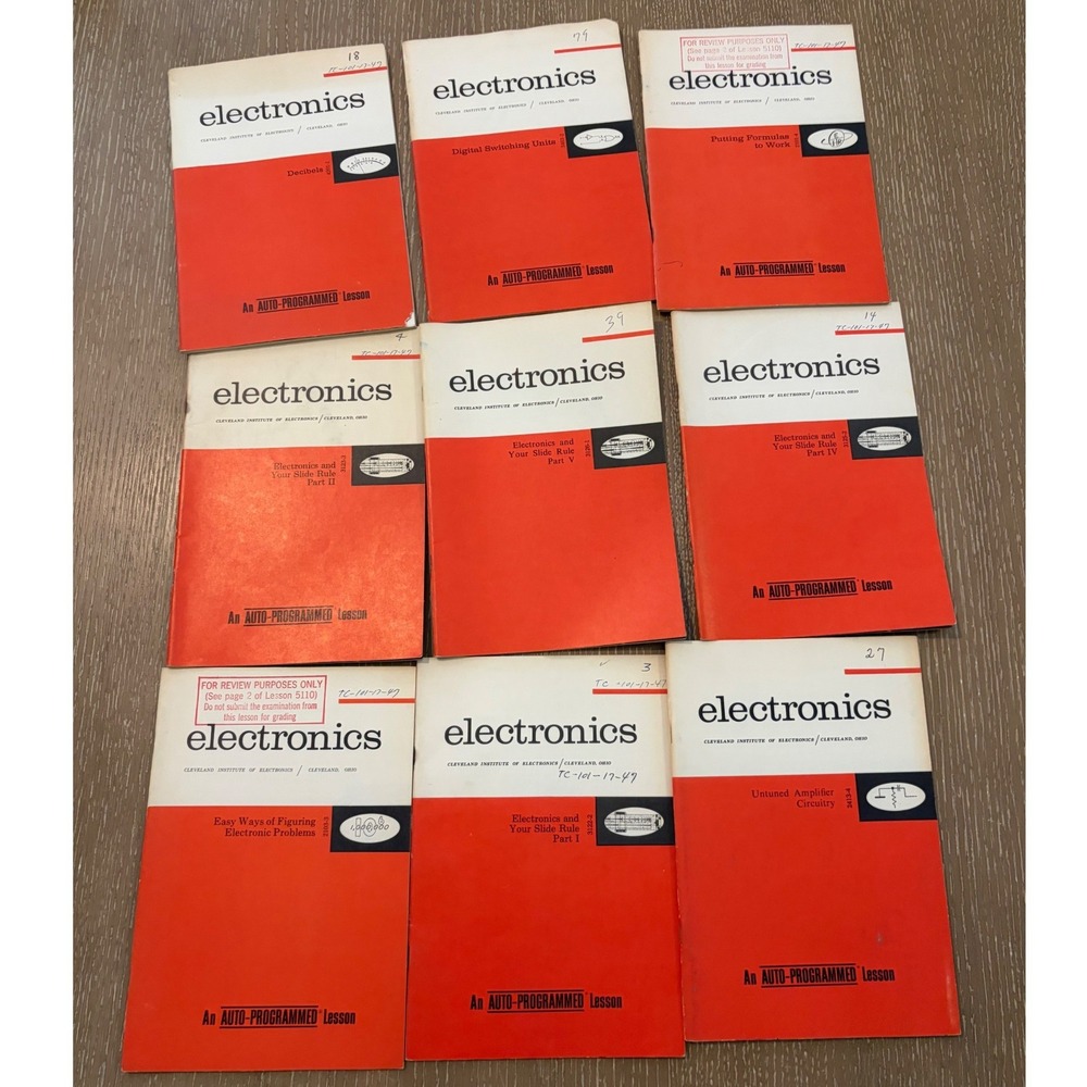 9 Vintage Cleveland Institute of Electronics CIE Course Booklets Lessons Lot